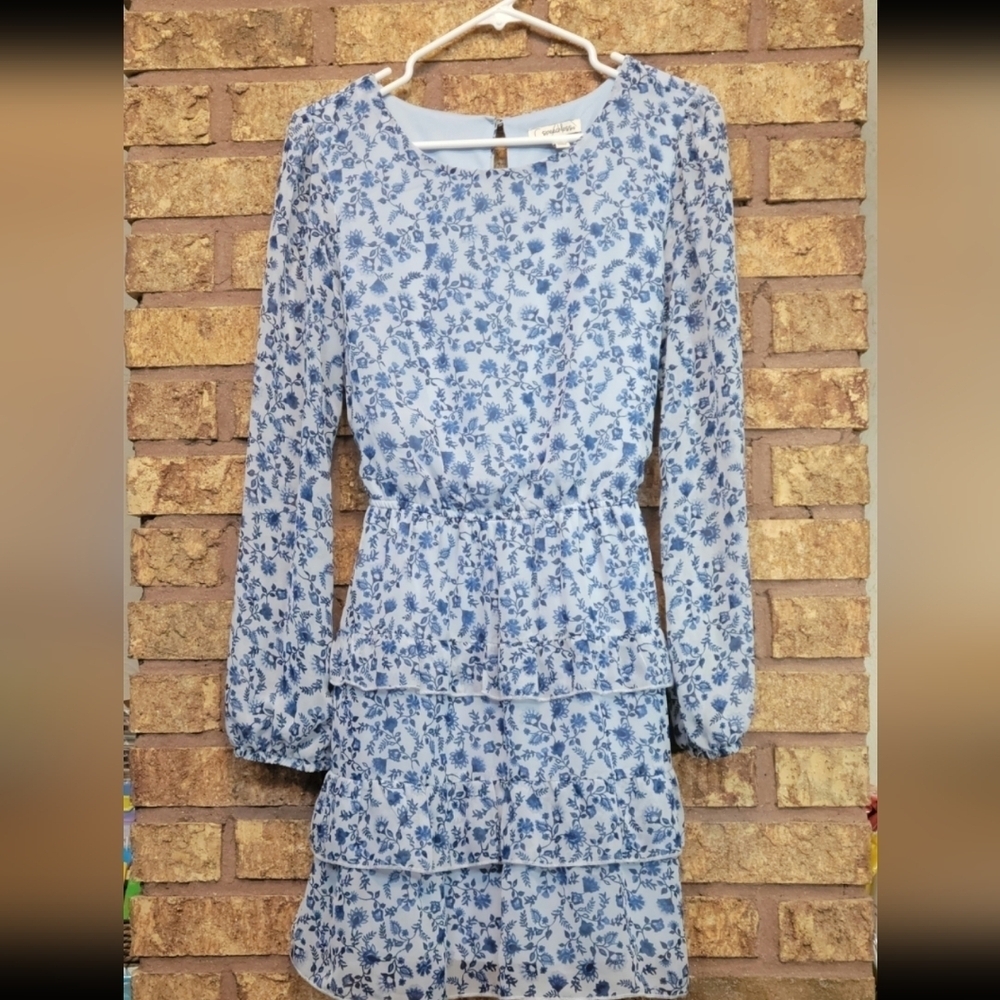 Speechless Floral Long Sleeve Peplum Silhouette Dress Size XL